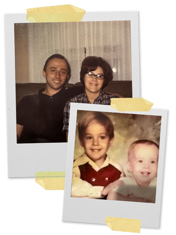 Todd Bertsch's parents and young photo with sister