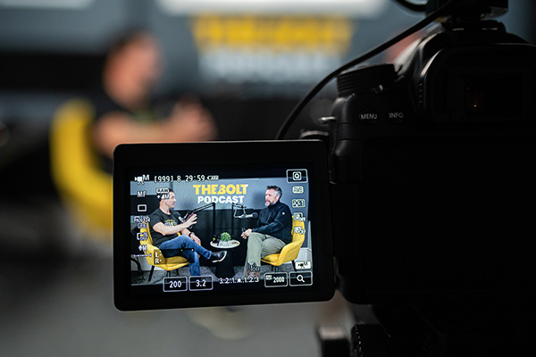 Video camera in the BOLT podcast studio