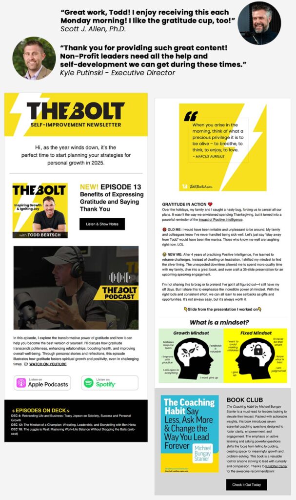 The BOLT newsletter sample