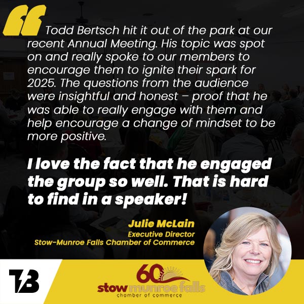 Stow-Munroe Falls Chamber of Commerce luncheon speaking event testimonial